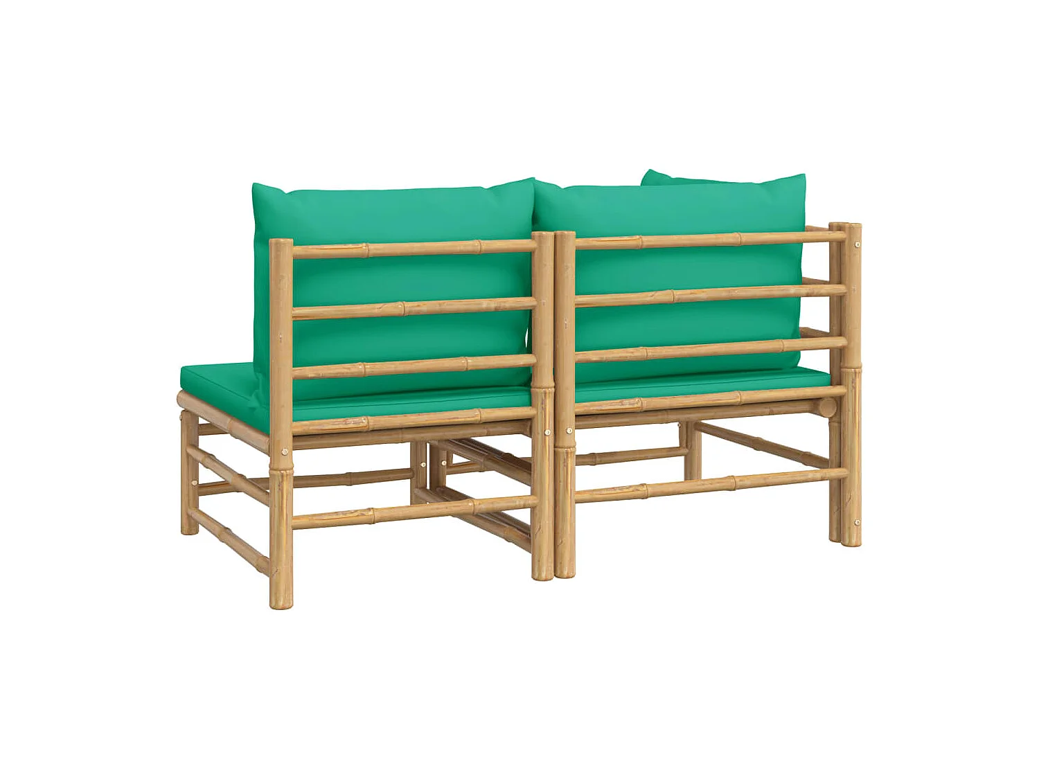 2-tlg. Garten-Sitzgruppe | Garten-Lounge-Set mit Grünen Kissen Bambus -GKD538619