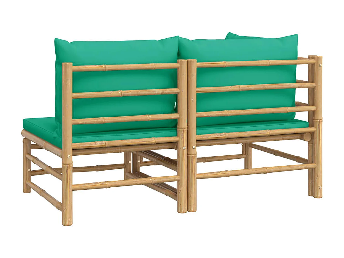 2-tlg. Garten-Sitzgruppe | Garten-Lounge-Set mit Grünen Kissen Bambus -GKD538619