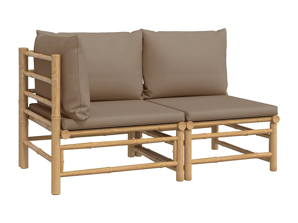 2-tlg. Garten-Sitzgruppe | Garten-Lounge-Set mit Taupe Kissen Bambus -GKD489716