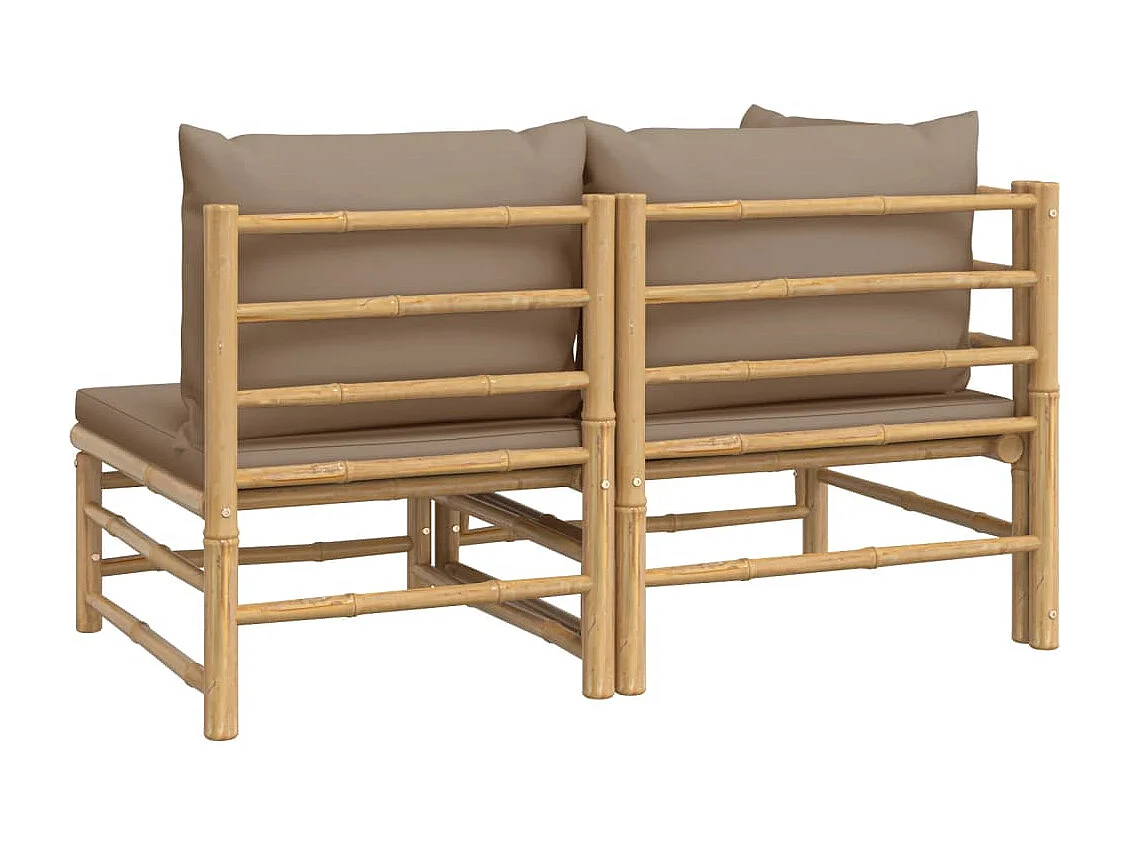 2-tlg. Garten-Sitzgruppe | Garten-Lounge-Set mit Taupe Kissen Bambus -GKD489716