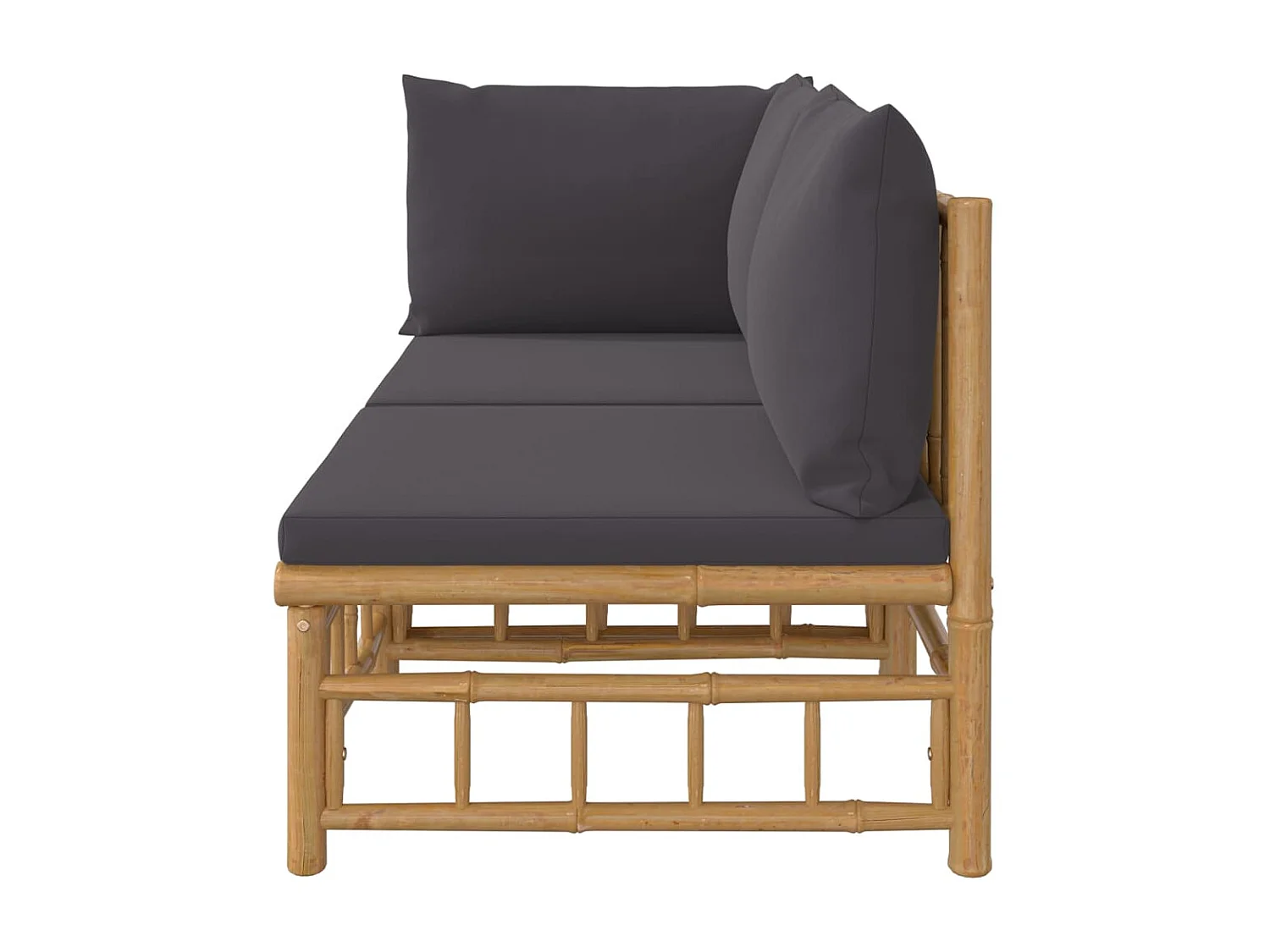 2-tlg. Garten-Sitzgruppe | Garten-Lounge-Set mit Dunkelgrauen Kissen Bambus -GKD883670