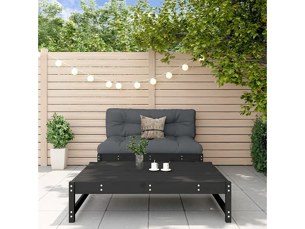 2-tlg. Garten-Sitzgruppe: Sofa + Tisch | Garten-Lounge-Set Schwarz Massivholz Kiefer -GKD484295