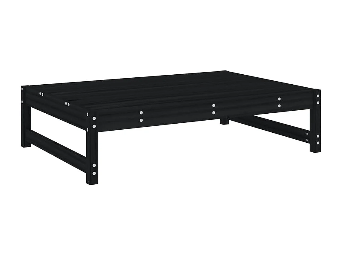 2-tlg. Garten-Sitzgruppe: Sofa + Tisch | Garten-Lounge-Set Schwarz Massivholz Kiefer -GKD484295