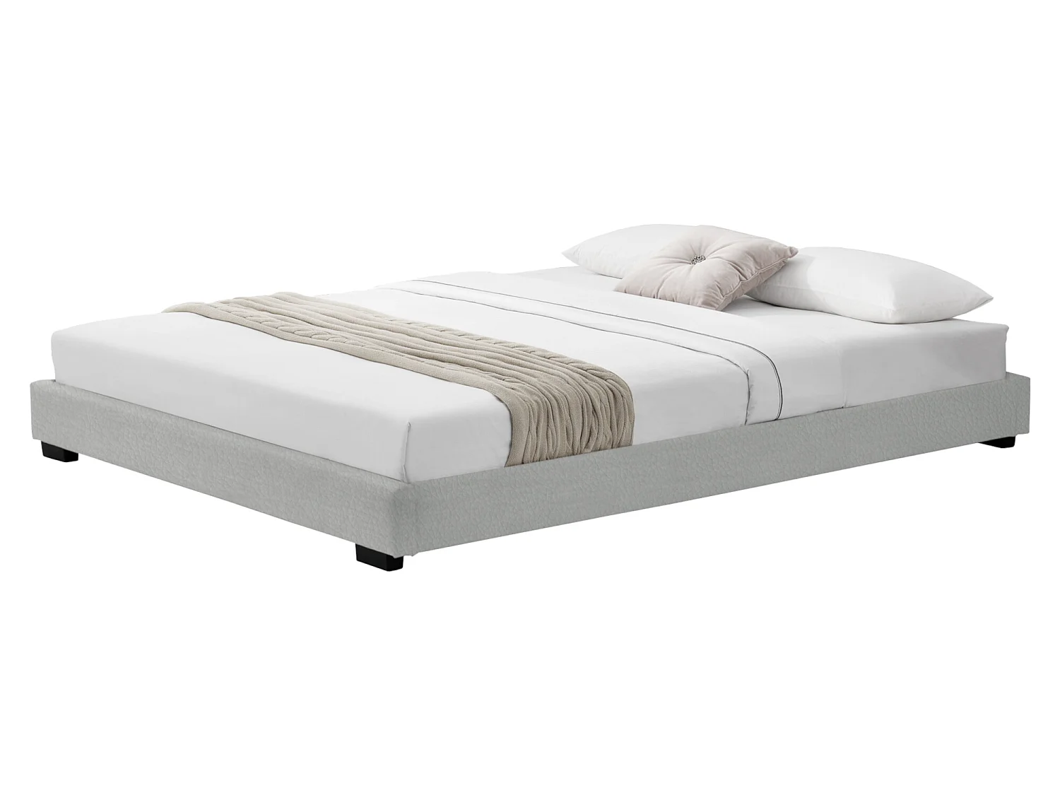 Cadre de Lit Double Masari Rembourré avec Simili Blanc 200 x 140 cm Corium