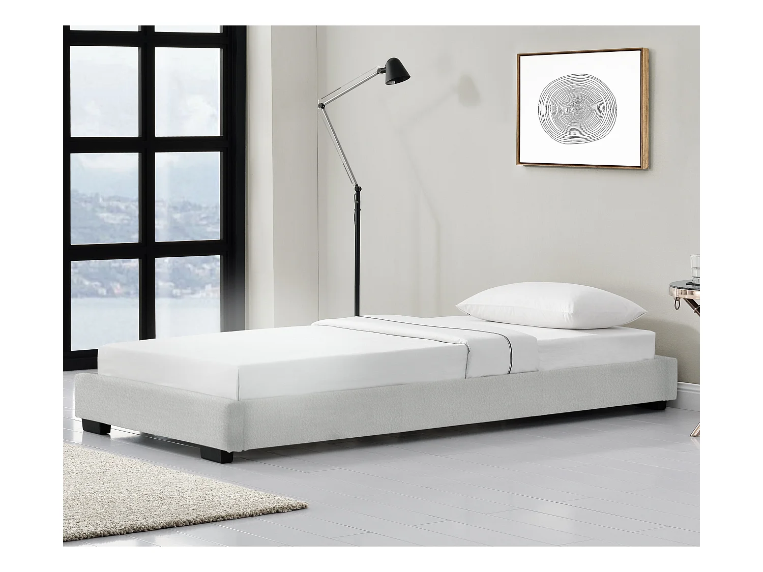 Cadre de Lit Simple Masari Rembourré avec Simili Blanc 200 x 90 cm Corium