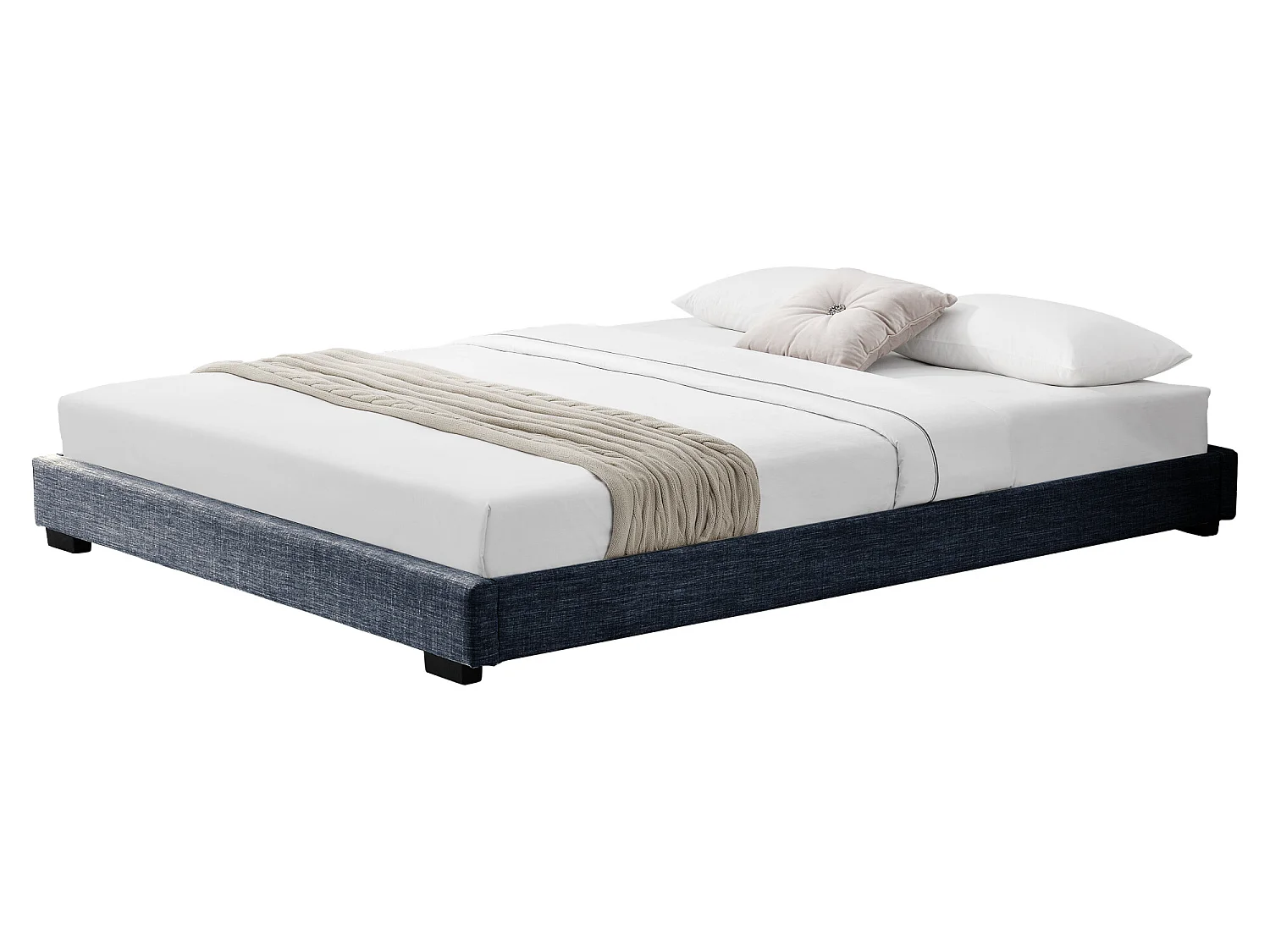 Cadre de Lit Double Masari Rembourré avec Lin Gris Foncé 200 x 140 cm Corium