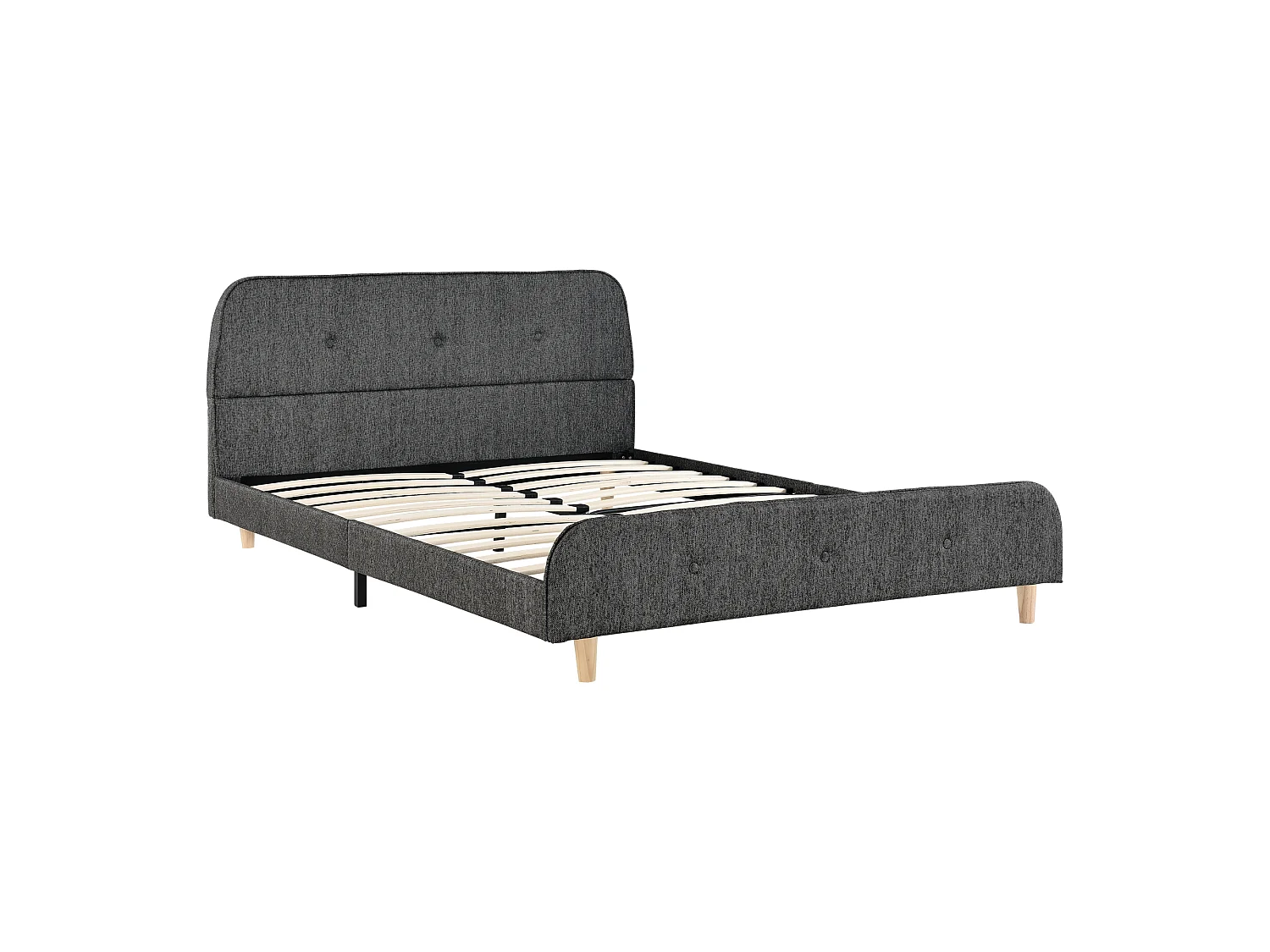 Lit Double Rembourré Silkeborg Housse en Lin 140 x 200 cm Gris Foncé [en.casa]