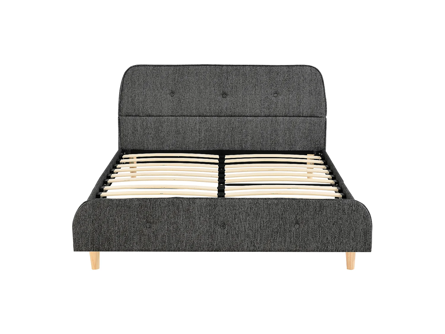 Lit Double Rembourré Silkeborg Housse en Lin 140 x 200 cm Gris Foncé [en.casa]