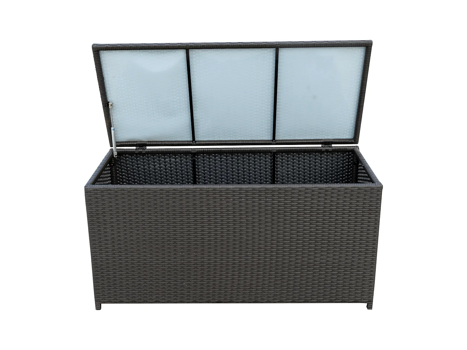 Coffre malle de rangement 118L x 54l x 59H cm résine tressée imitation rotin café foncé