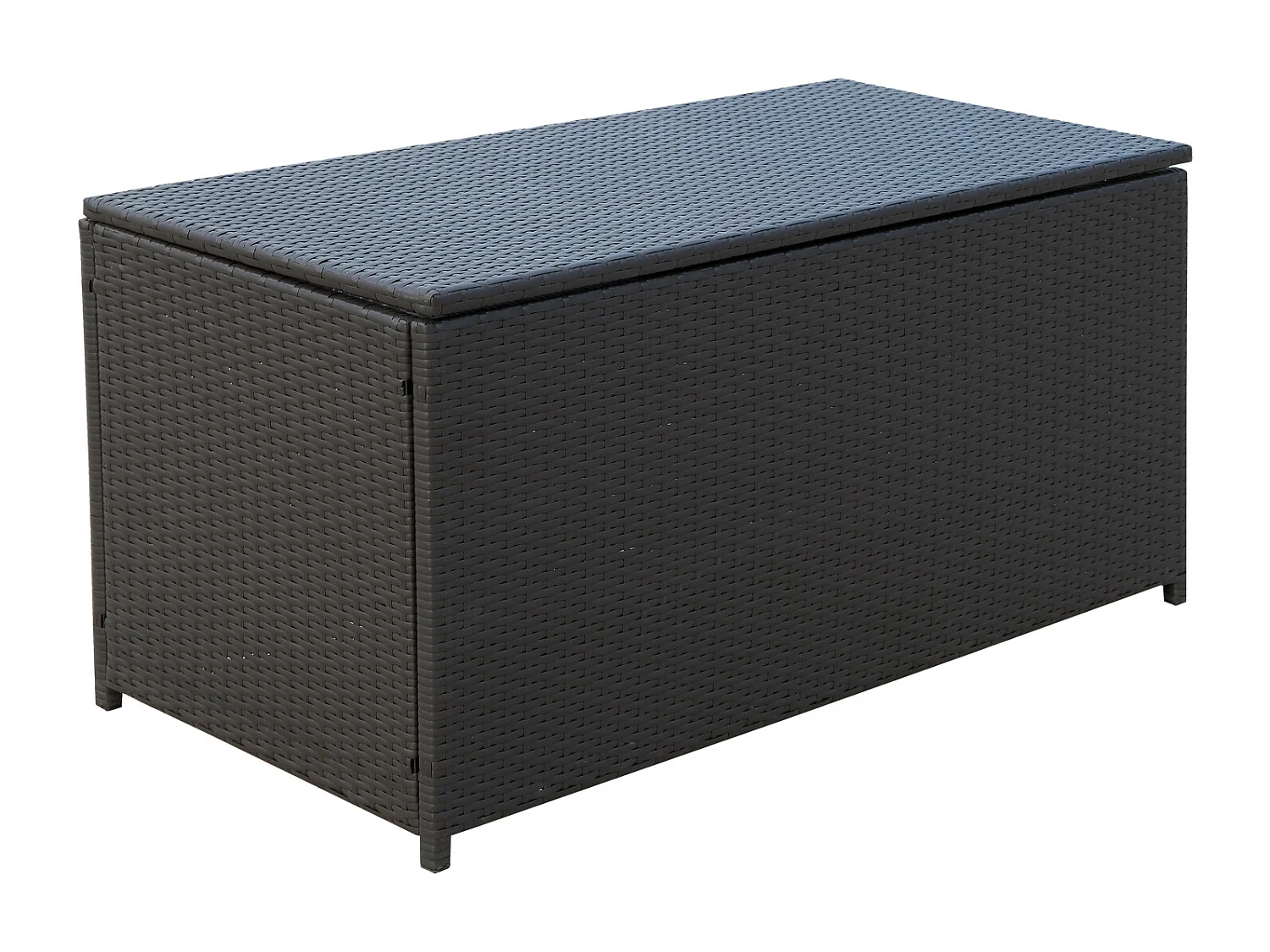 Coffre malle de rangement 118L x 54l x 59H cm résine tressée imitation rotin café foncé