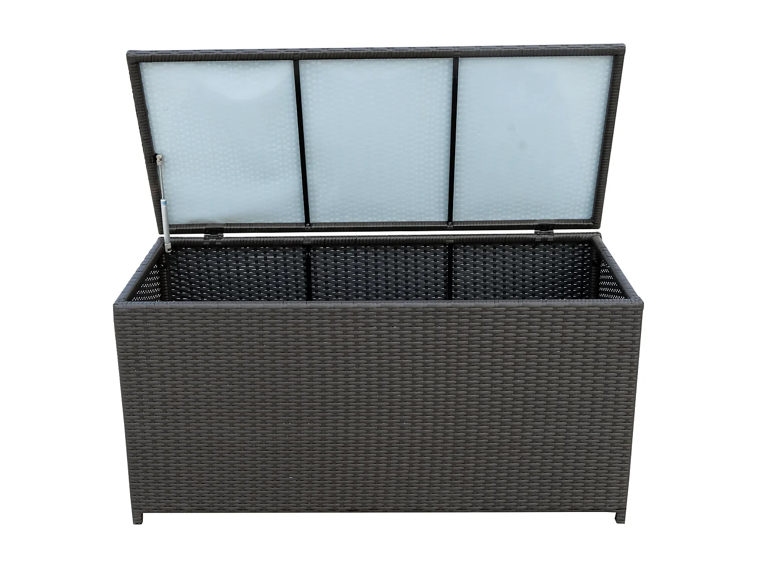 Coffre malle de rangement 118L x 54l x 59H cm résine tressée imitation rotin café foncé