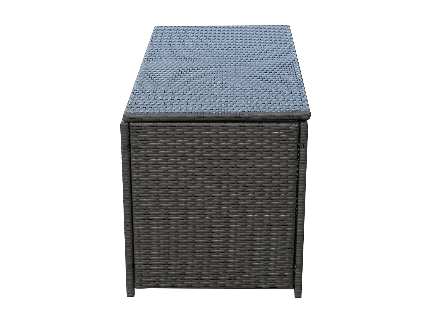 Coffre malle de rangement 118L x 54l x 59H cm résine tressée imitation rotin café foncé