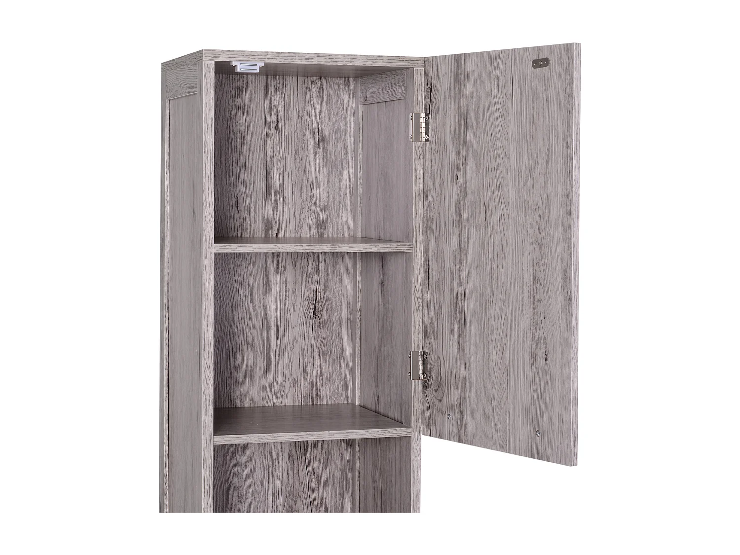 Meuble colonne rangement salle de bain dim. 30L x 32l x 172H cm 2 placards avec étagère + 2 niches MDF imitation bois gris