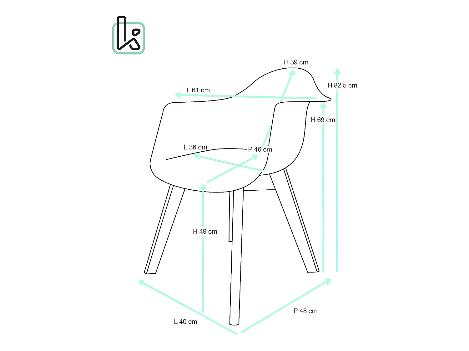 Lote de 2 sillas escandinavas con reposabrazos, asiento acolchado de patchwork multicolor, patas de madera de haya clara NEDA (gris azul)