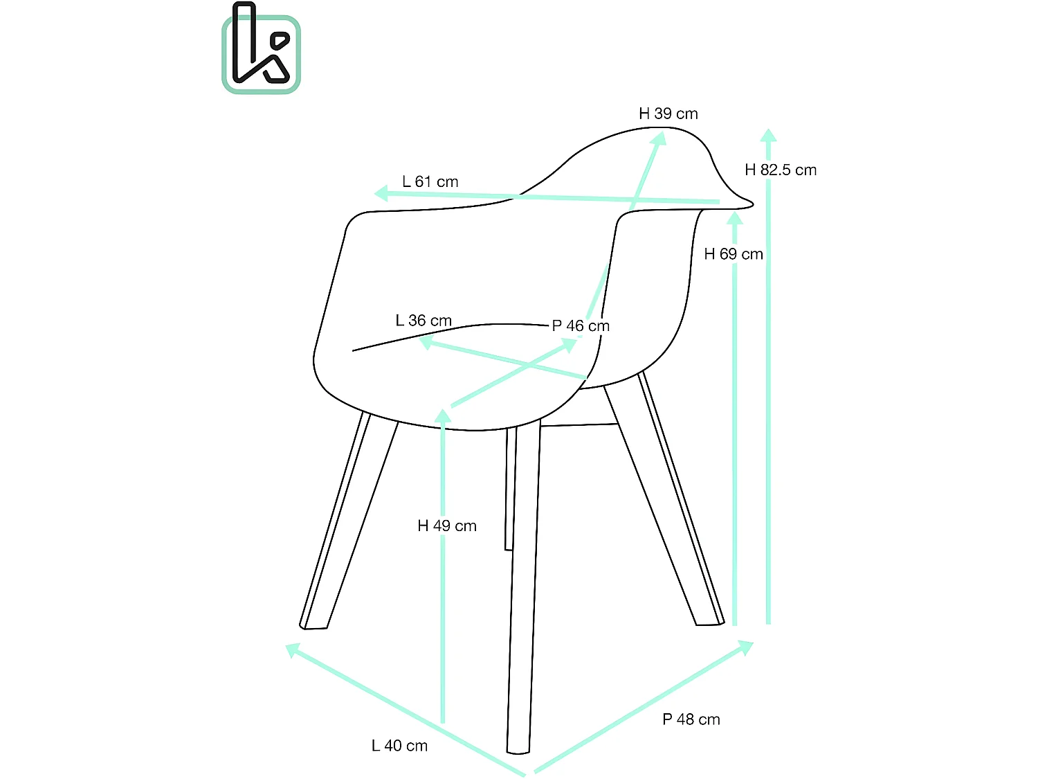 Lot de 2 chaises scandinaves à accoudoir patchwork rembourré pieds bois clair NEDA (gris bleu)