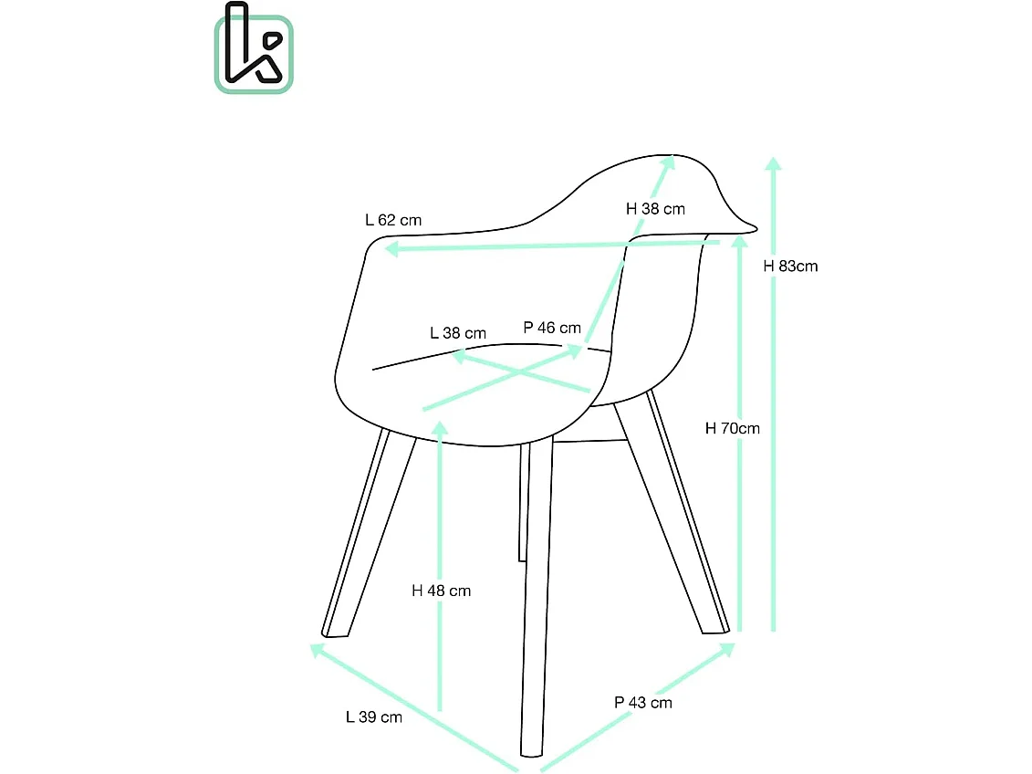 Lot 2 fauteuils tissu patchwork multicolore scandinave rembourré pieds bois clair LIMA (patch)