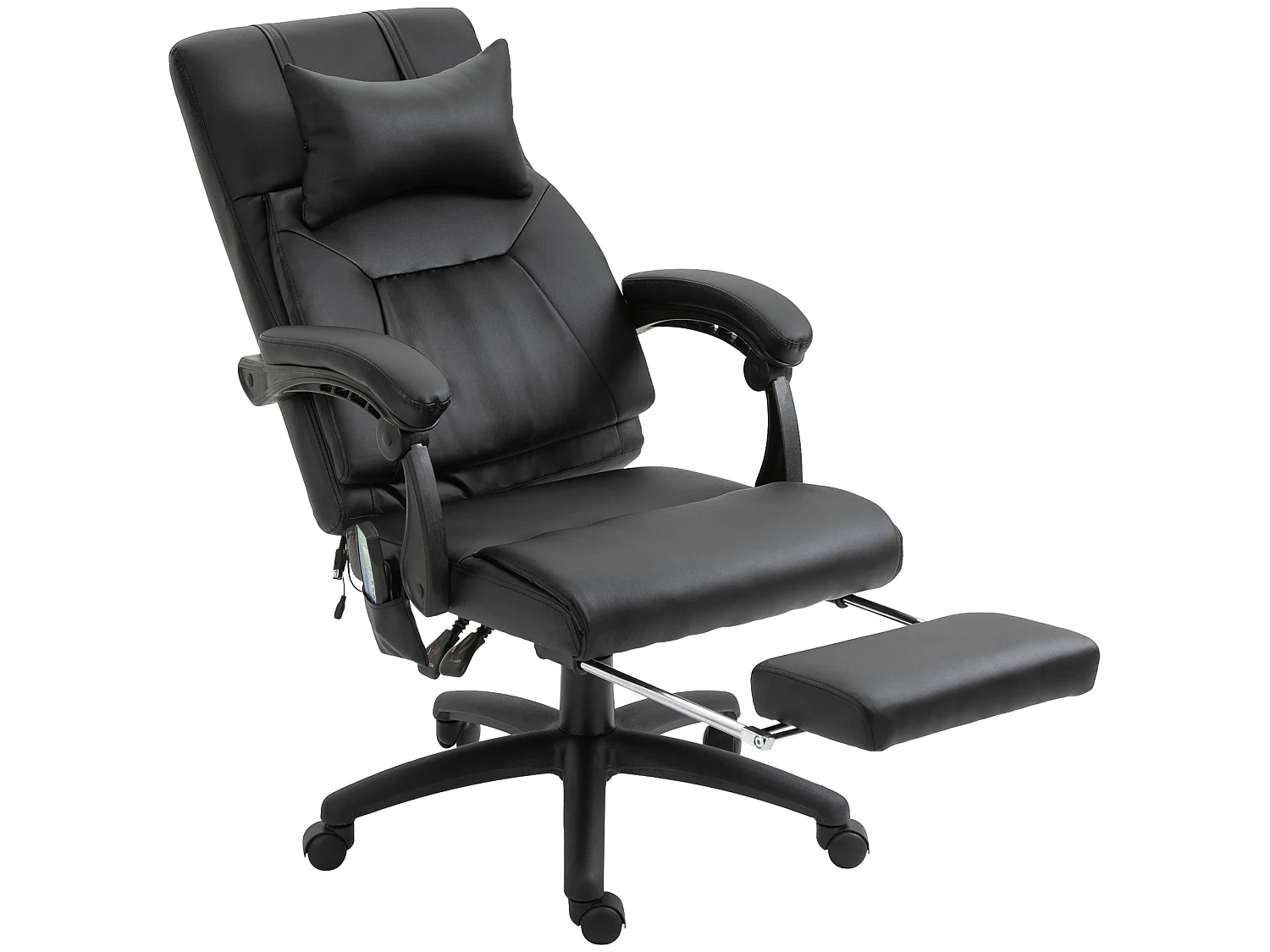 Fauteuil de bureau manager massant hauteur réglable dossier inclinable repose-pied + appui-tête 68 x 79 x 104-112 cm noir