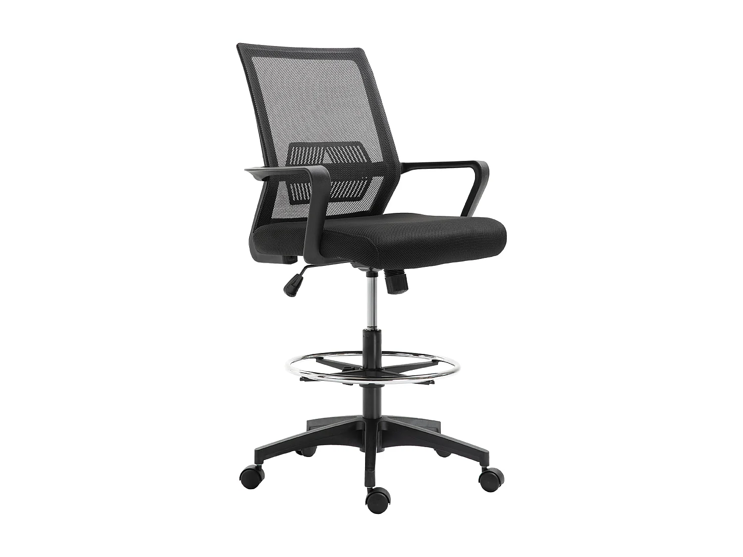 Fauteuil de bureau chaise de bureau assise haute réglable dim. 64L x 59l x 104-124H cm pivotant 360° maille respirante noir
