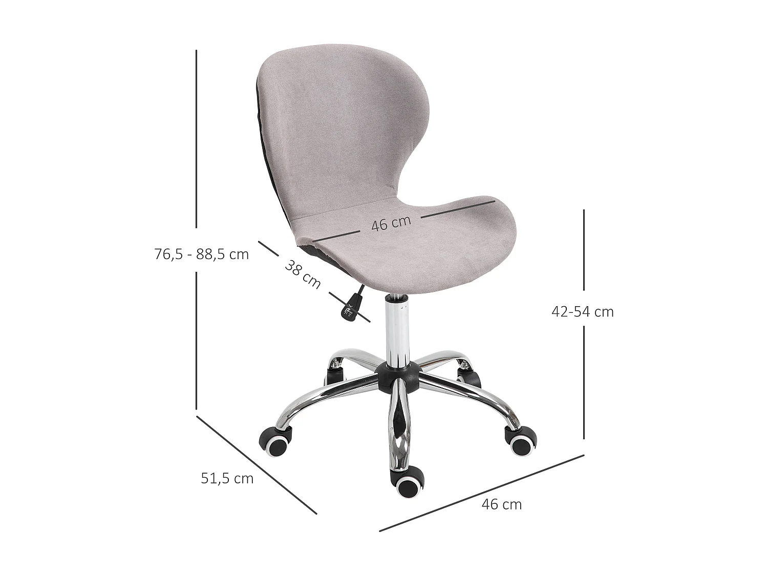 HOMCOM Chaise de bureau design contemporain hauteur réglable pivotant 360° piètement chromé velours gris