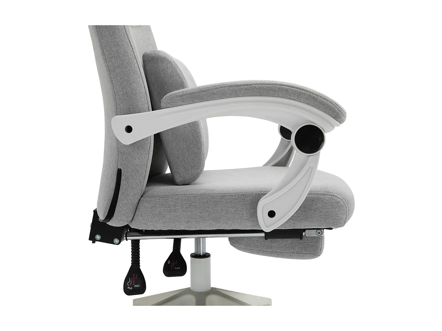 Fauteuil de bureau manager grand confort dossier réglable repose-pied coussin lombaire roulettes 360° lin 62L x 68P x 127H cm gris