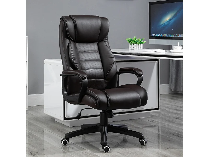 Fauteuil de bureau direction massant grand confort hauteur réglable fonction dossier à bascule revêtement synthétique noir