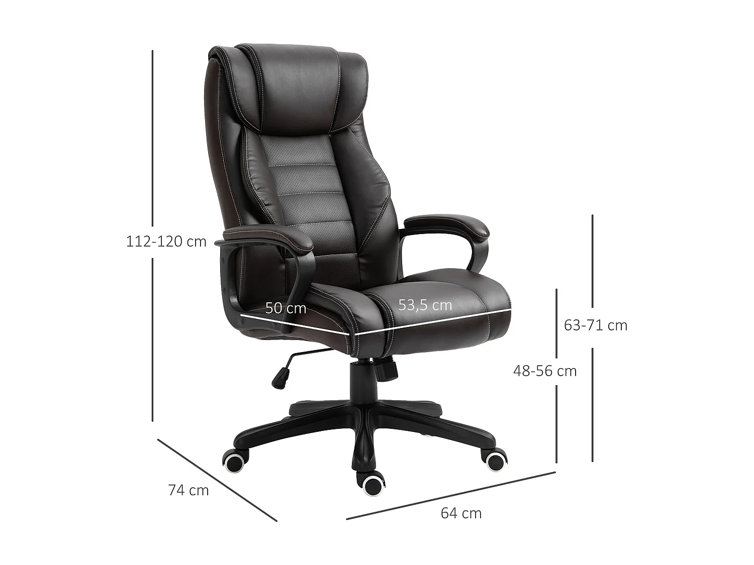 Fauteuil de bureau direction massant grand confort hauteur réglable fonction dossier à bascule revêtement synthétique noir