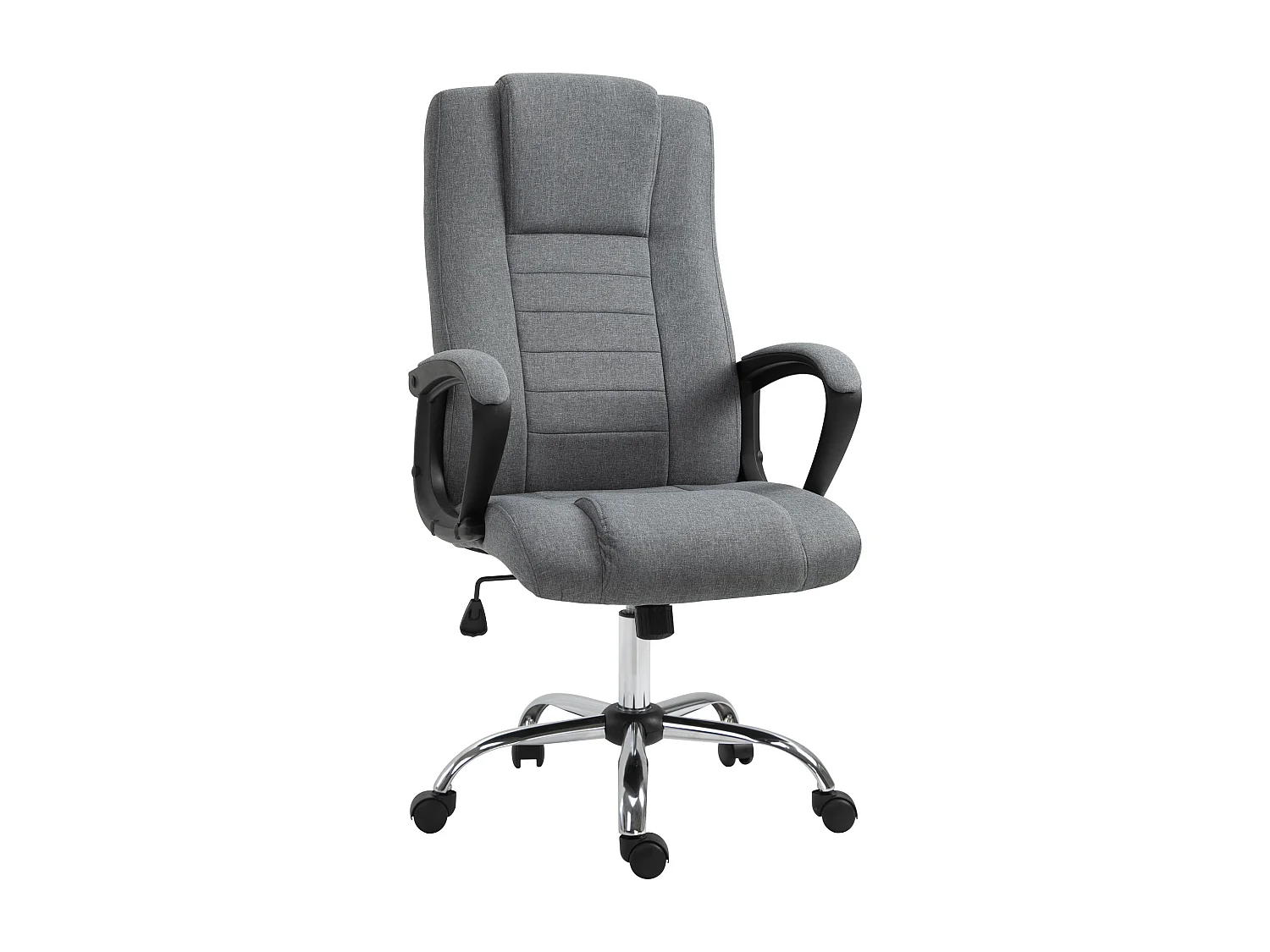 HOMCOM Fauteuil de bureau à roulettes chaise manager ergonomique pivotante hauteur réglable lin gris foncé