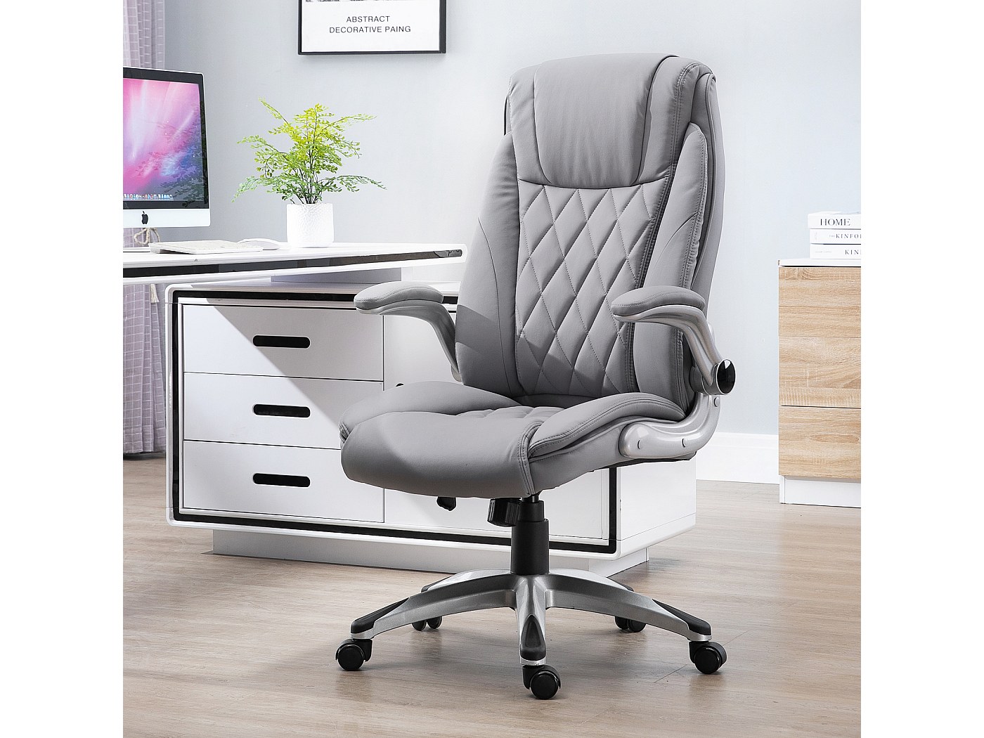 Chaise De Bureau Ergonomique ML DESIGN - Réglable En Hauteur, Gris, Dossier Inclinable 90-135°, 120 Kg Max