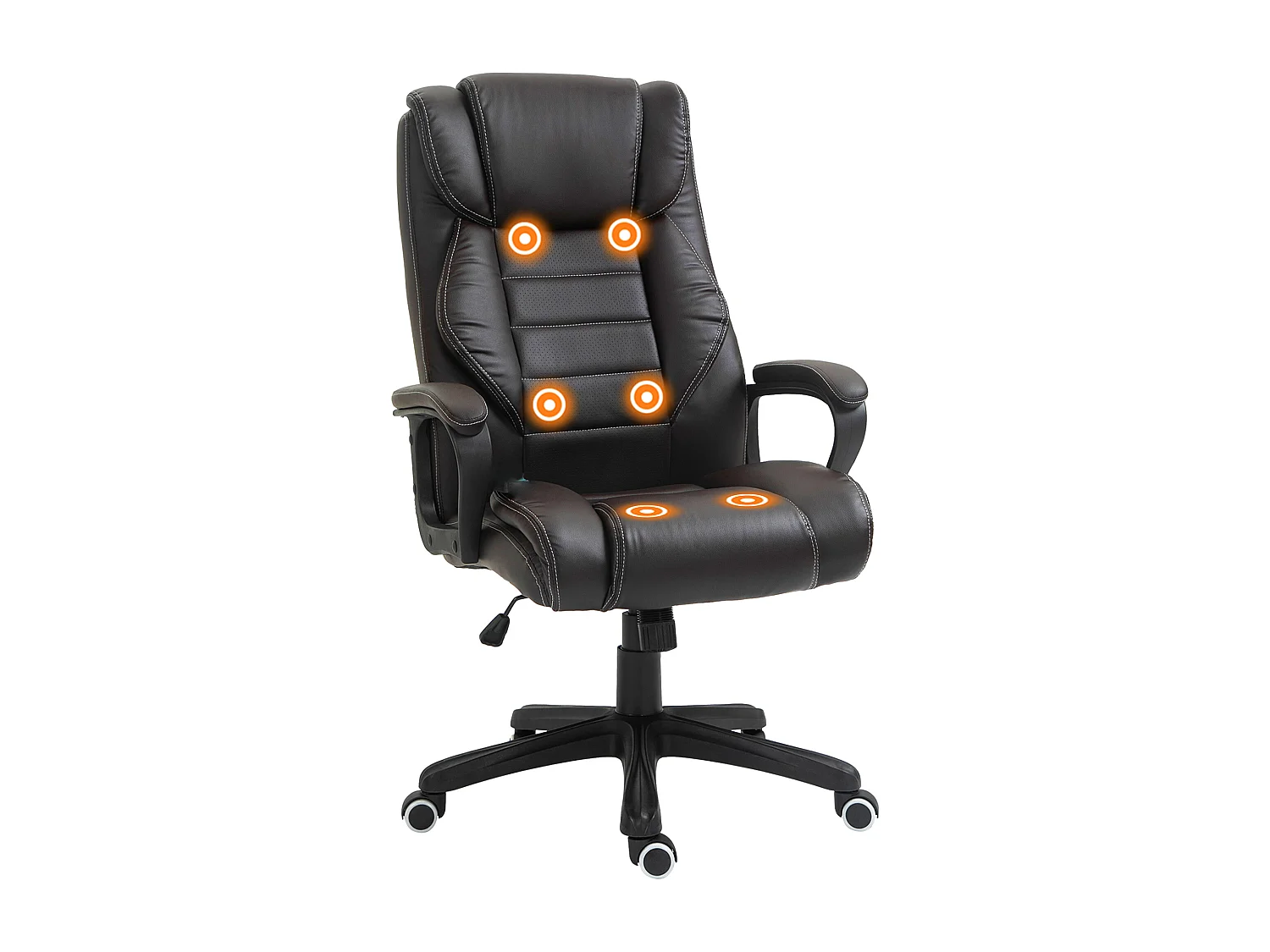 Fauteuil de bureau direction massant grand confort hauteur réglable fonction dossier à bascule revêtement synthétique chocolat