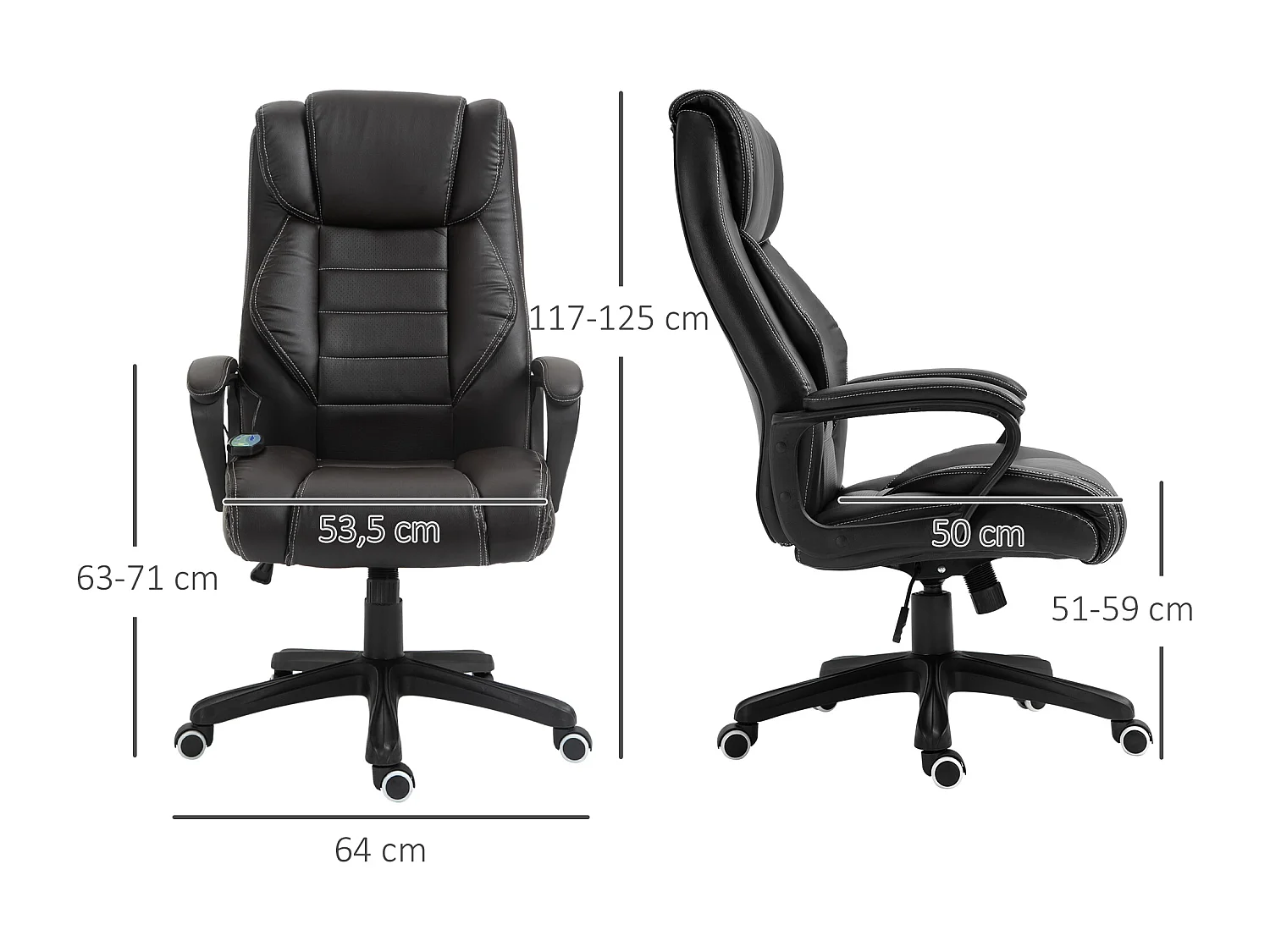 Fauteuil de bureau direction massant grand confort hauteur réglable fonction dossier à bascule revêtement synthétique chocolat