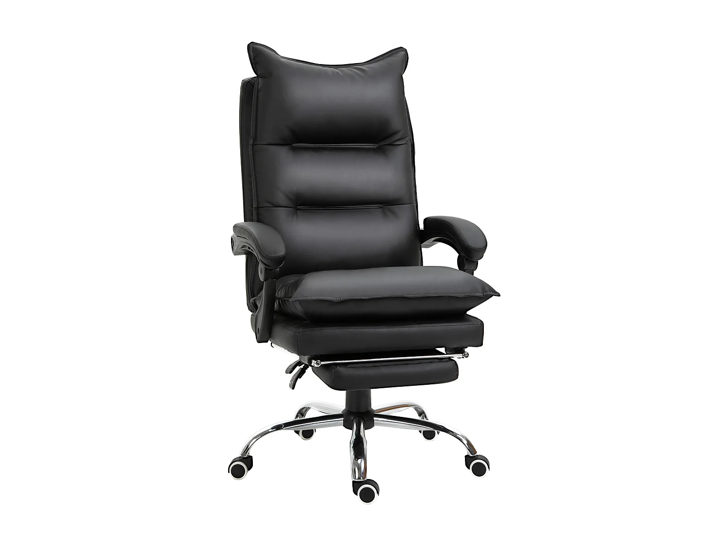 Fauteuil de bureau direction hauteur réglable dossier inclinable repose-pied intégré revêtement synthétique noir