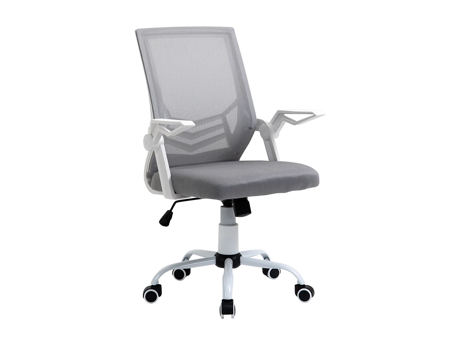 Vinsetto Chaise de bureau ergonomique support lombaires hauteur réglable pivotante 360° accoudoirs relevables polyester maille gris