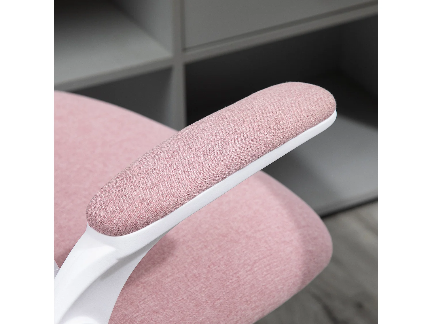 Vinsetto Chaise de bureau tissu lin hauteur réglable pivotante 360° accoudoirs relevables support lombaires réglable rose