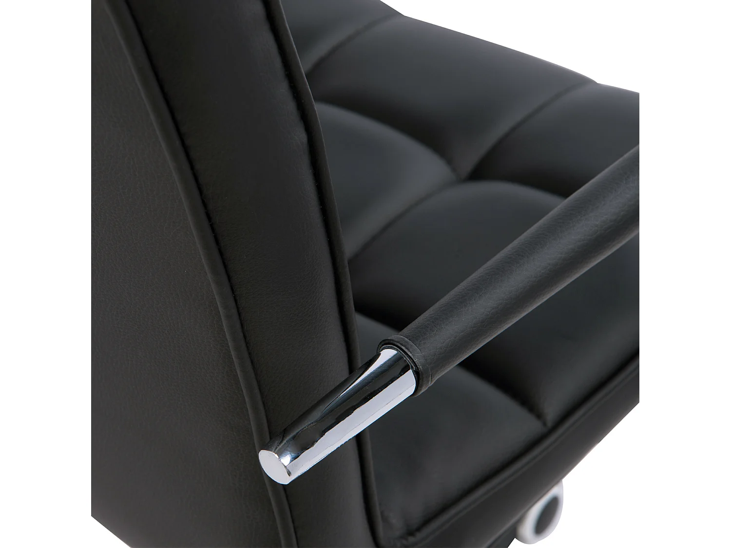 HOMCOM Chaise de bureau fauteuil manager pivotant hauteur réglable revêtement synthétique capitonné noir