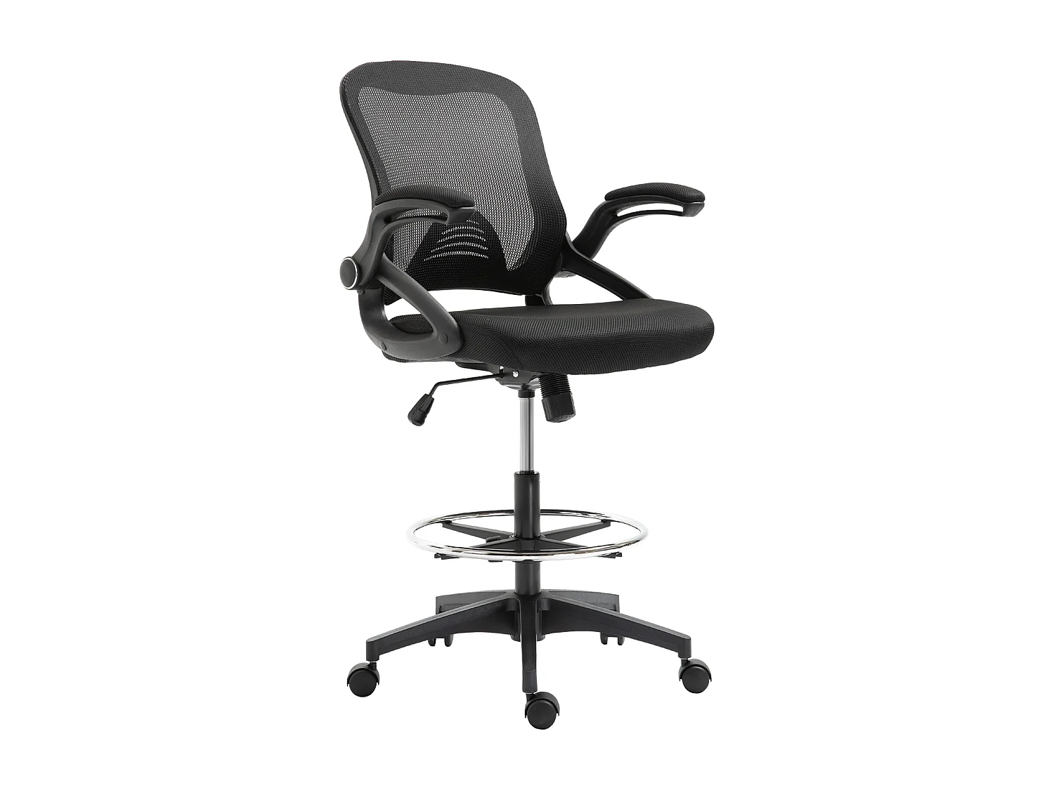 Fauteuil de bureau chaise de bureau assise haute réglable dim. 64L x 60l x 106-126H cm pivotant 360° maille respirante noir