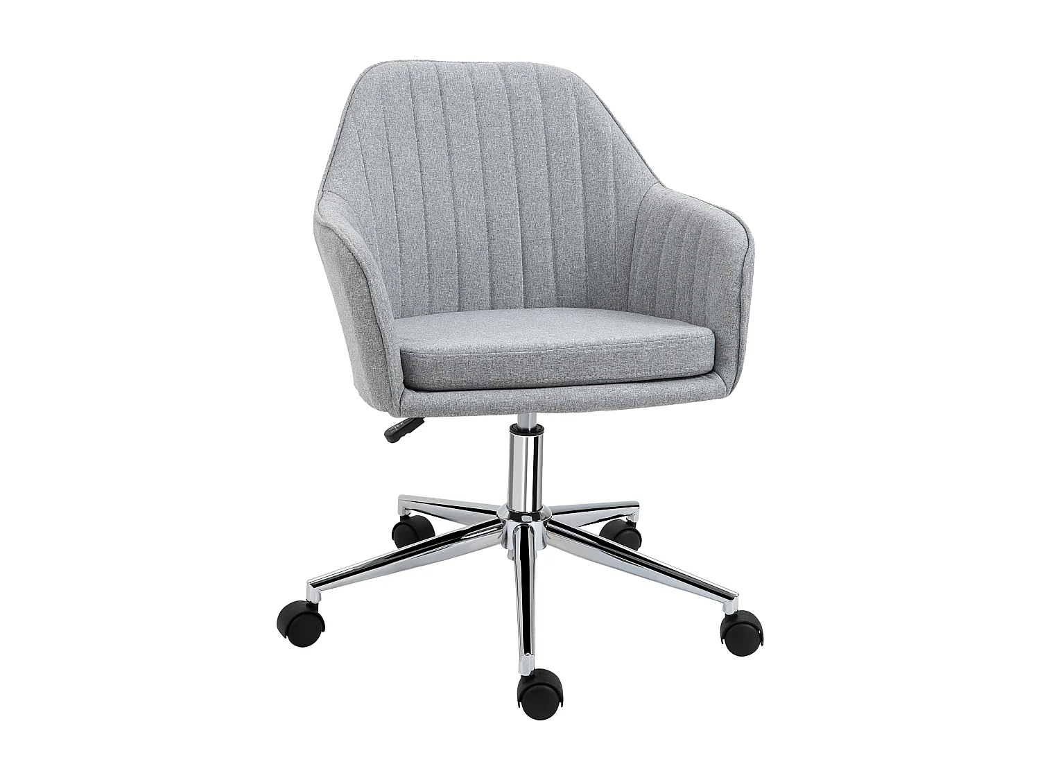 HOMCOM Chaise de bureau design contemporain dossier accoudoirs striés hauteur réglable pivotant 360° piètement chromé lin gris clair