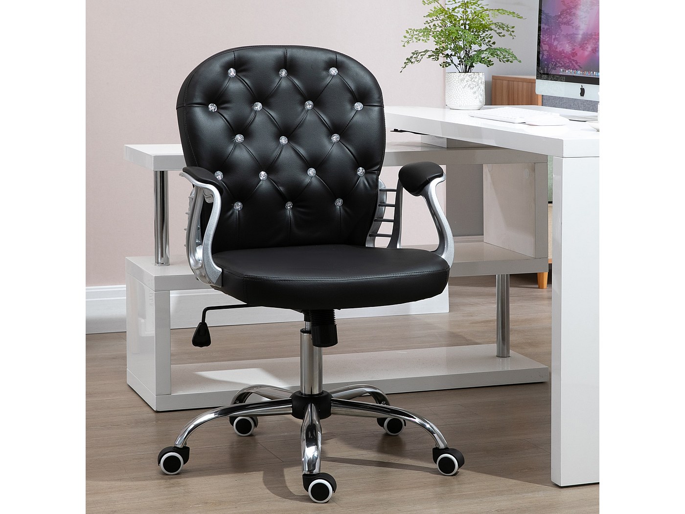 Chaise De Bureau Ergonomique Vinsetto - Dossier Haut, Hauteur Réglable, Bascule, 120kg Max, Noir Et Blanc
