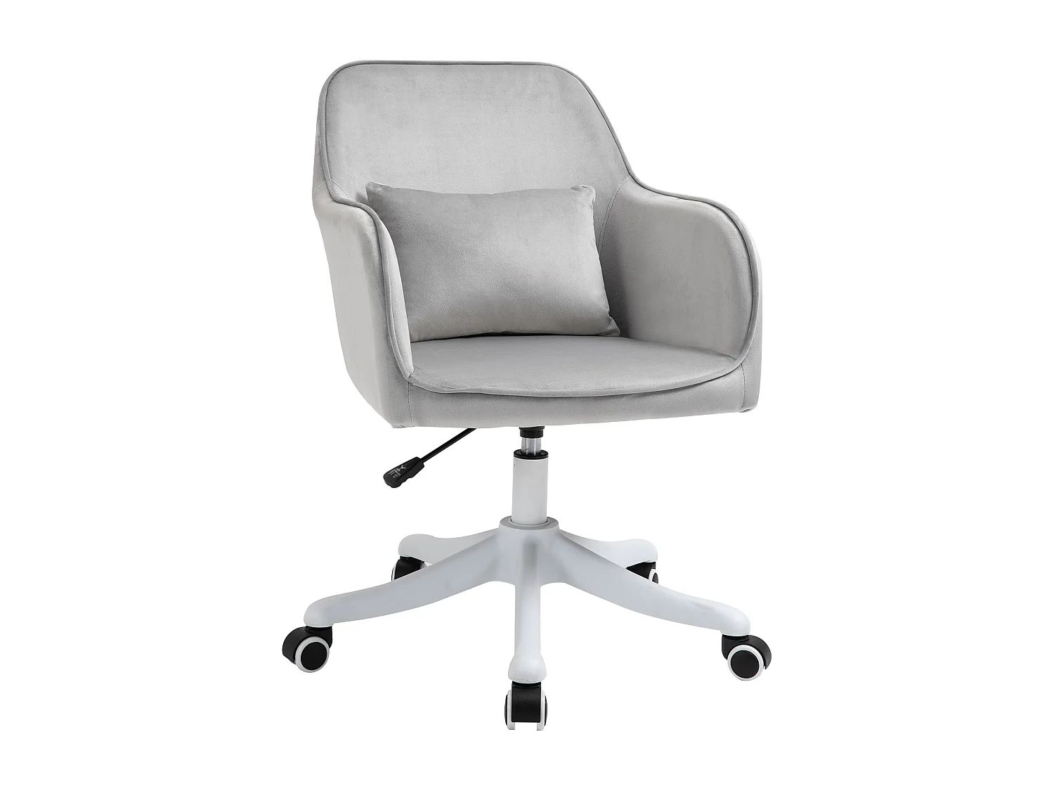 Chaise de bureau velours fauteuil bureau massant coussin lombaire intégré hauteur réglable pivotante 360° gris clair