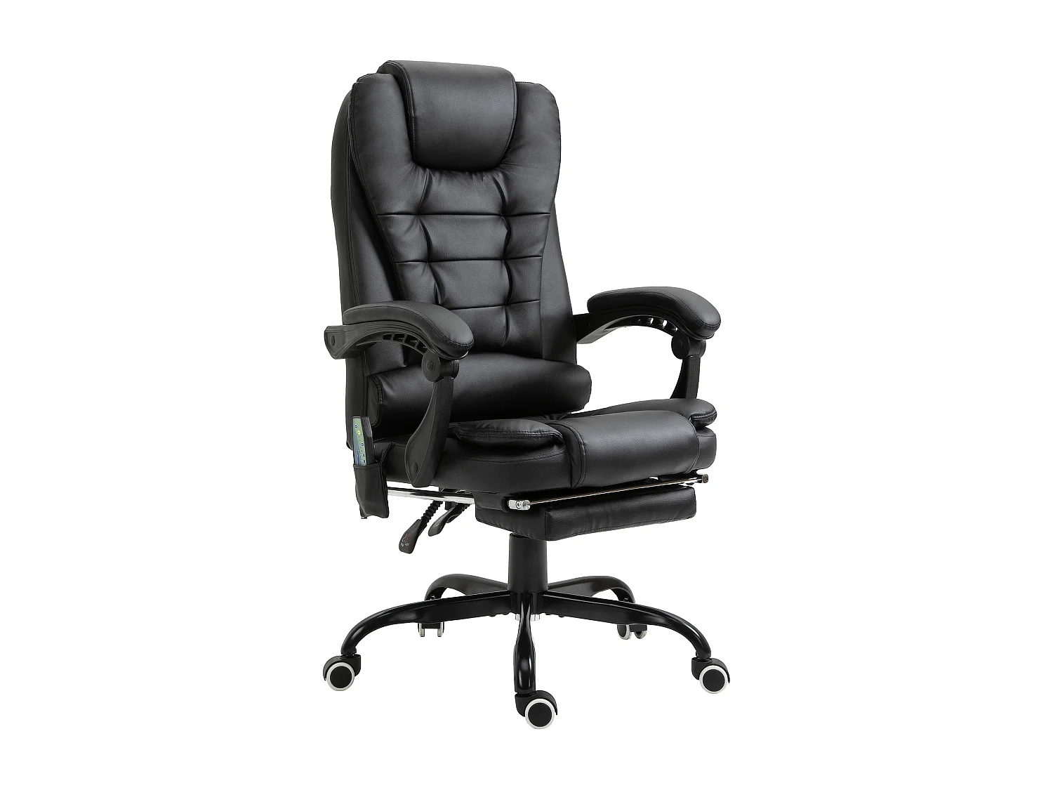 Vinsetto Fauteuil de bureau direction massant hauteur réglable dossier inclinable repose-pied + coussin lombaires intégrés revêtement synthétique noir