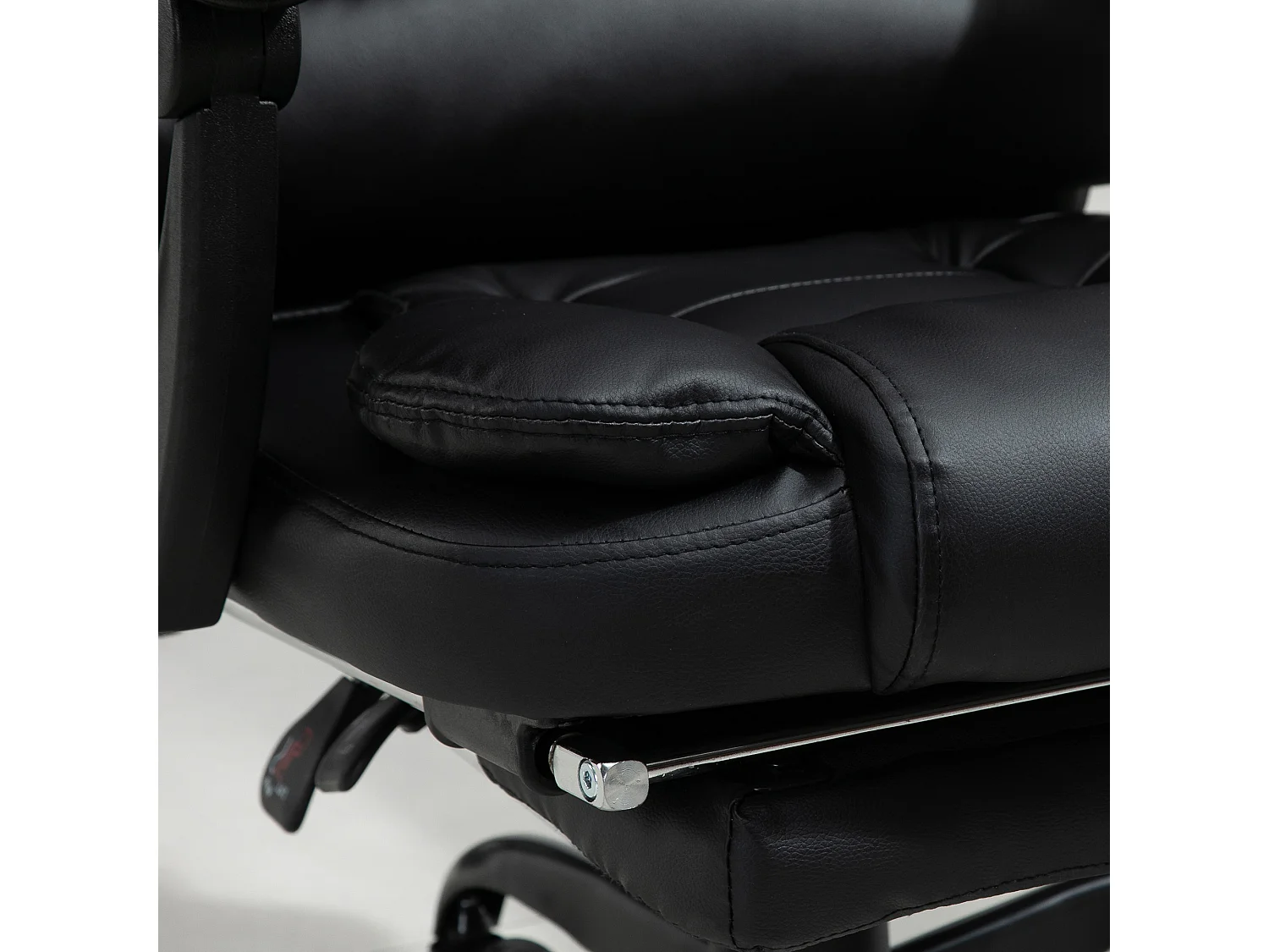 Vinsetto Fauteuil de bureau direction massant hauteur réglable dossier inclinable repose-pied + coussin lombaires intégrés revêtement synthétique noir