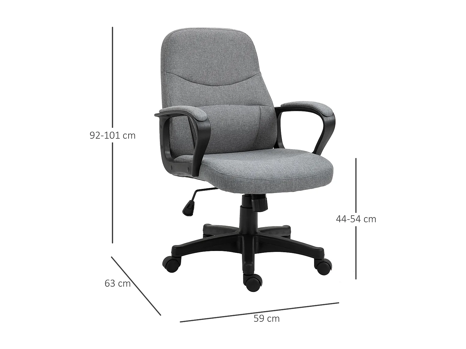 Vinsetto Chaise de bureau fauteuil bureau massant pivotant hauteur réglable tissu lin gris