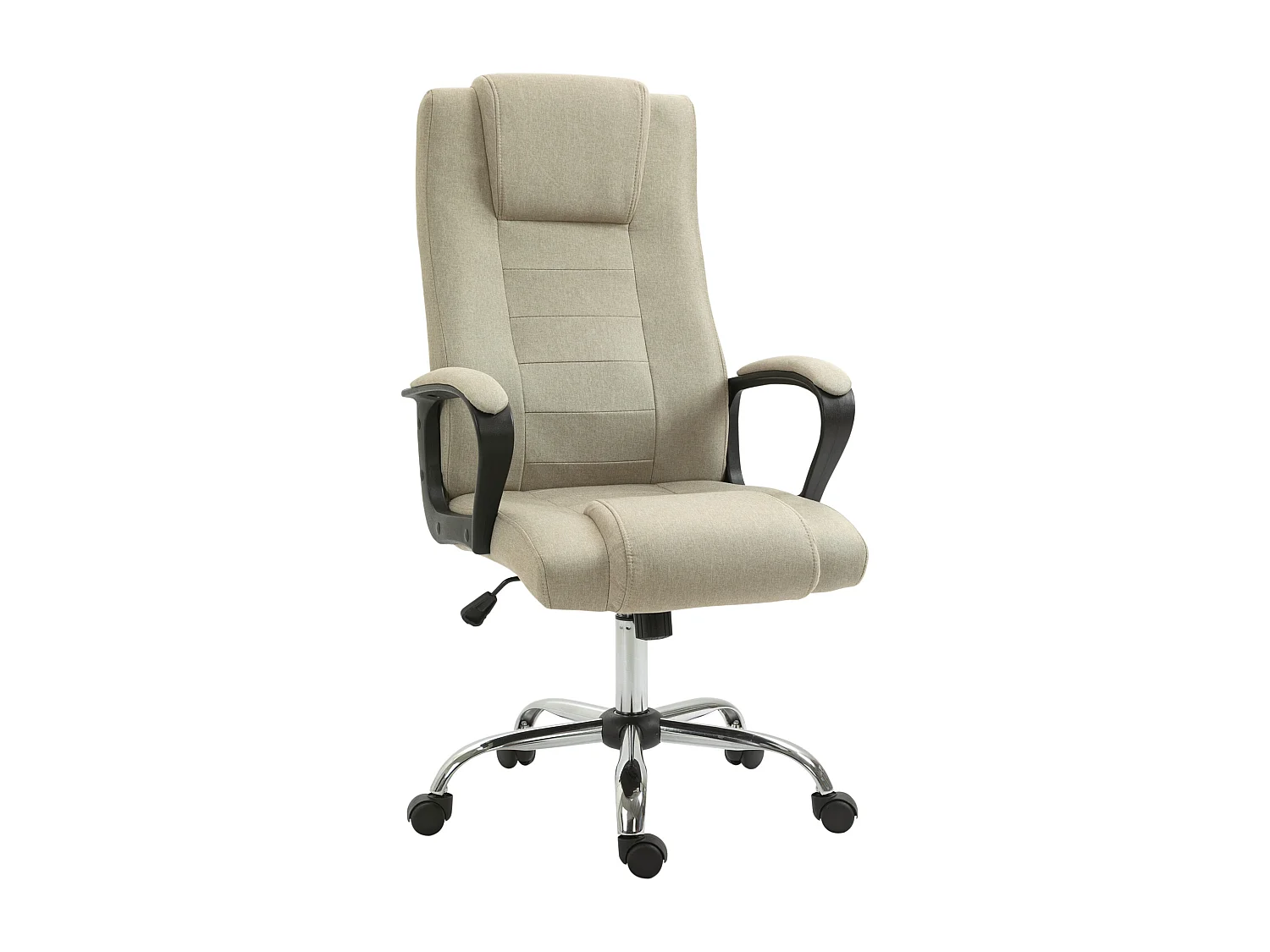 Fauteuil de bureau à roulettes chaise manager ergonomique pivotante hauteur réglable lin beige