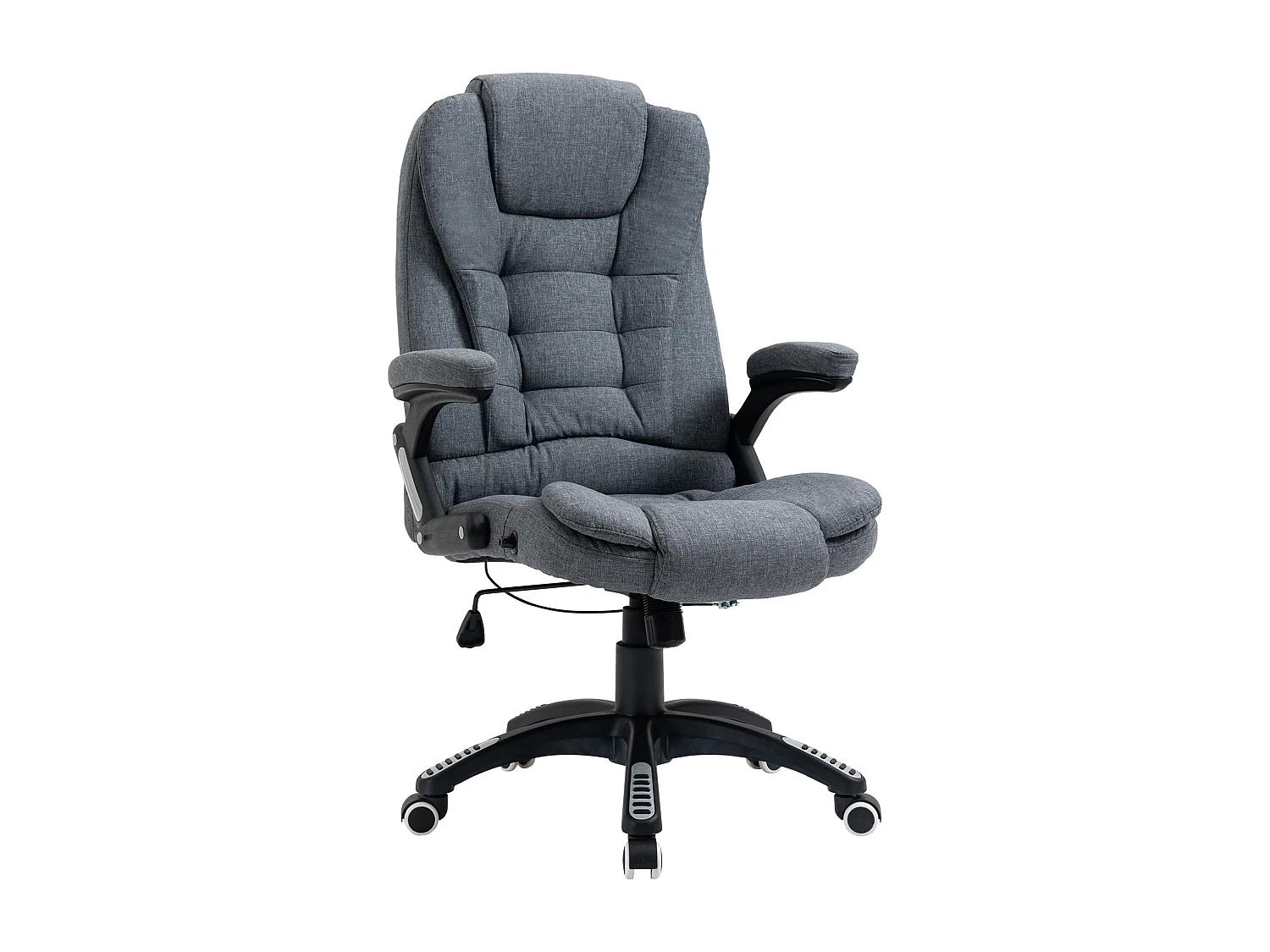 Vinsetto Fauteuil de bureau direction ergonomique hauteur réglable dossier inclinable toile de lin gris chiné