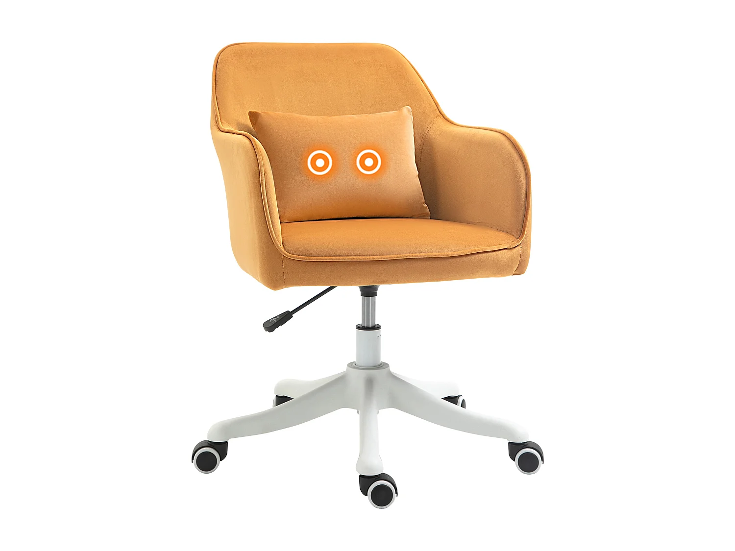 Chaise de bureau velours fauteuil bureau massant coussin lombaire intégré hauteur réglable pivotante 360° jaune