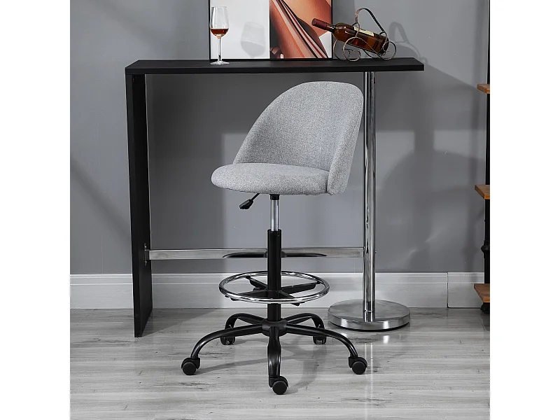 Vinsetto Chaise de bureau assise haute réglable 103-123H cm pivotant 360° lin gris
