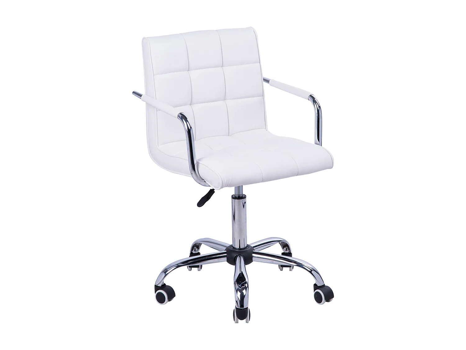 Chaise de bureau fauteuil manager pivotant hauteur réglable revêtement synthétique capitonné blanc