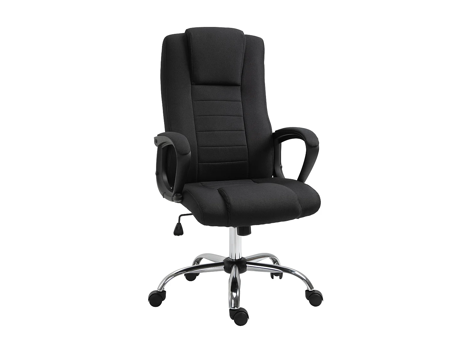 HOMCOM Fauteuil de bureau à roulettes chaise manager ergonomique pivotante hauteur réglable lin noir