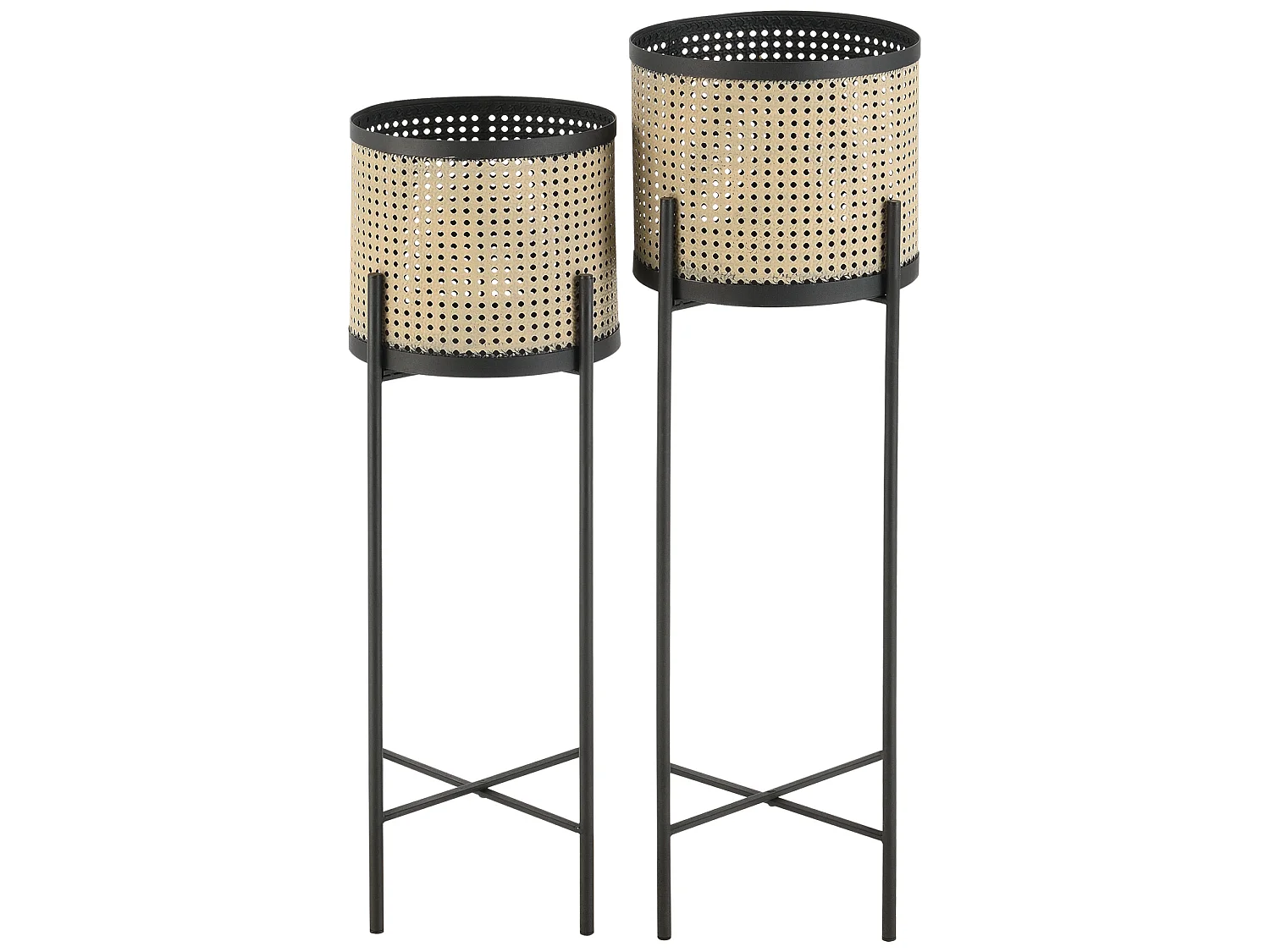 Lot de 2 Supports de Plante Colfontaine Métal Noir Sable [en.casa]