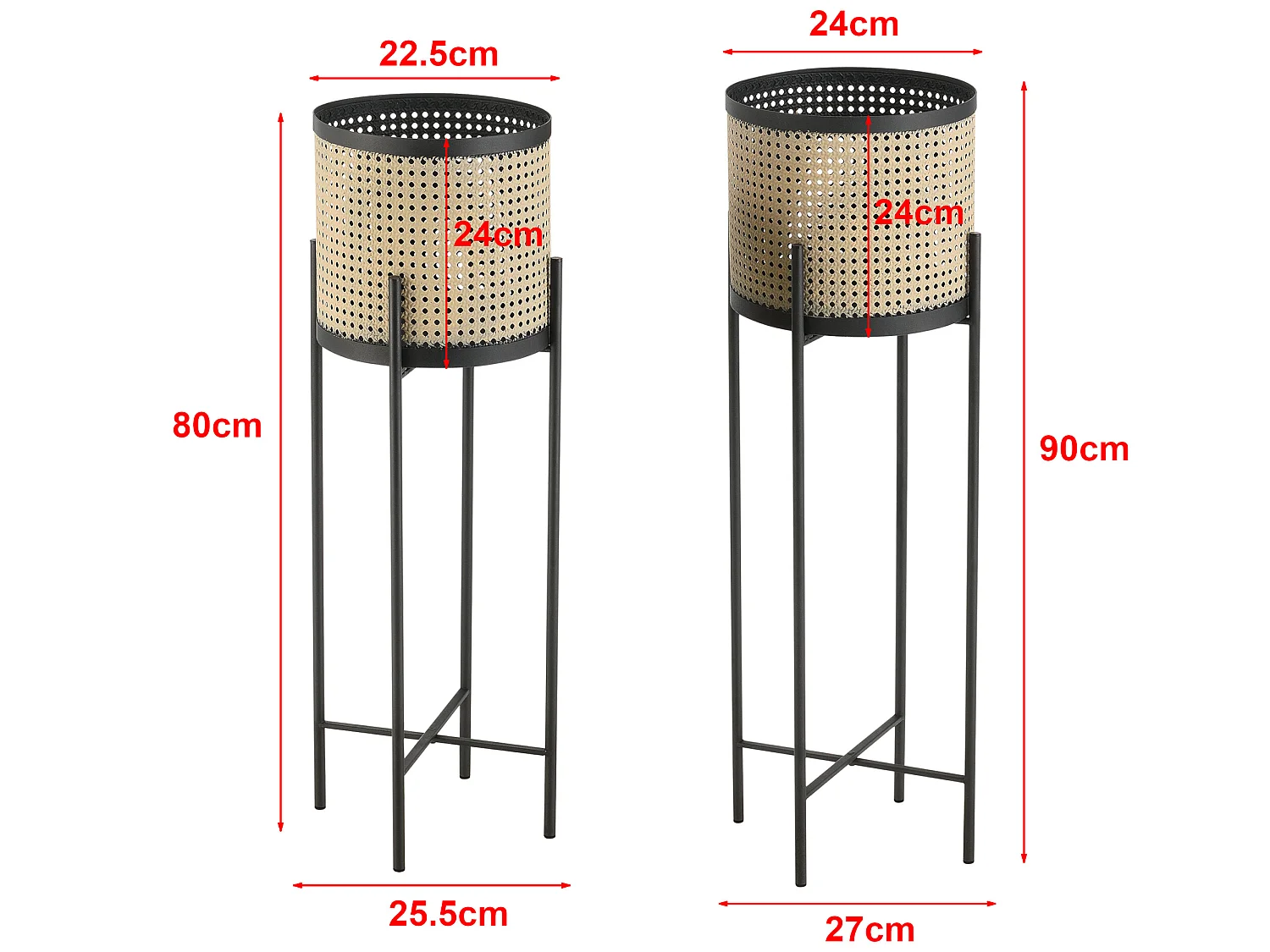 Lot de 2 Supports de Plante Colfontaine Métal Noir Sable [en.casa]