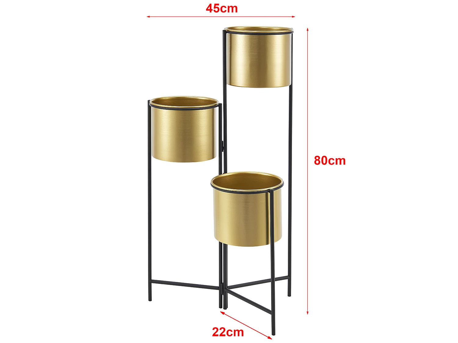 Support de plante (à 3 cache-pots) Haasdonk laiton noir [en.casa]